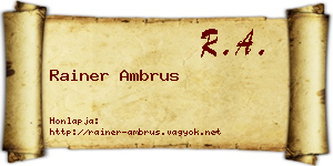 Rainer Ambrus névjegykártya